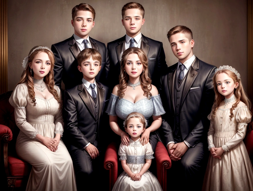 In the style of Russian royal family、at bedroom、The king naked king and his daughters are naked in their age princesses、Holding my daughter naked