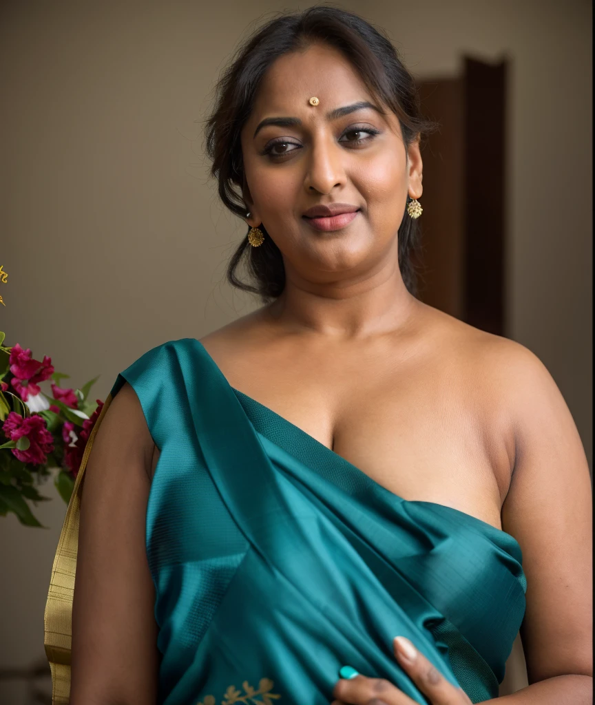 Foto RAW, photorealistic, photography, full body shot, 50 years old Woman, master shot, perfect eyes, goddess like beauty, pierced eyes, perfect thick chubby mallu Desi aunty bhabhi, Wearing a Stanapatta, a chest-band.Saree model, model Photography, Indian saree shoot, Indian traditional wear advertising photography, traditional wear brand shoot, face of Indian actress Sonakshi Sinha, masterpiece, realistic, realism, incredible details, pleasure, photorealism, detailed skin, skin pores, high contrast, photorealistic Artstation 8k HD digital art trend of high definition and detailed realistic skin texture, ultra detail, realistic skin texture, armature, best quality, ultra high definition, (photorealistic:1.4),, high resolution, detail, raw photo, sweat, Re sharp, by Lee Jefferies Nikon D850 Film Stock Photo 4 Kodak Portra 400 Camera F1.6 Lens Rich Color Ultra Real Realistic Realistic Textures Dramatic Lighting Unreal Engine Trending at Art Station Cinestill 800,(pele altamente detalhada: 1.2), 8k UHD, DSLR, soft-lighting, alta qualidade, grain of film, Fujifilm XT3,she didn't like to wear blouse or bra, she is happy to wear only saree, she hates blouse or bra, detailed hairy armpits, hyper realistic skin, skin pores, sweat, veins,
