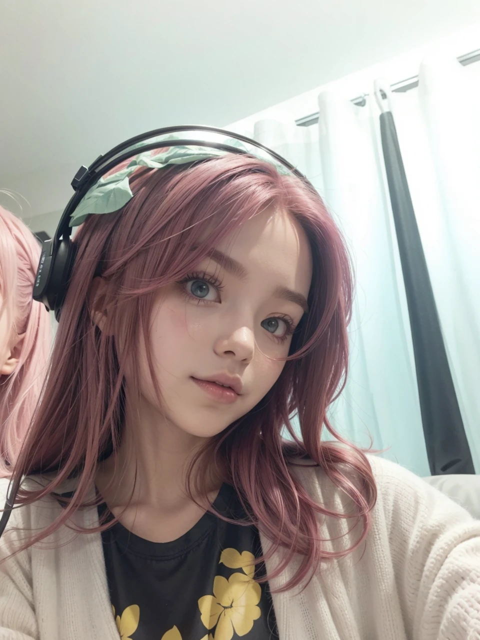pink hair,