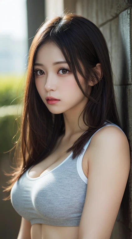masutepiece, Best Quality, Illustration, Ultra-detailed, finely detail, hight resolution, 8K Wallpaper, Perfect dynamic composition, Beautiful detailed eyes,Colossal tits, fitness wear, Natural Color Lip,