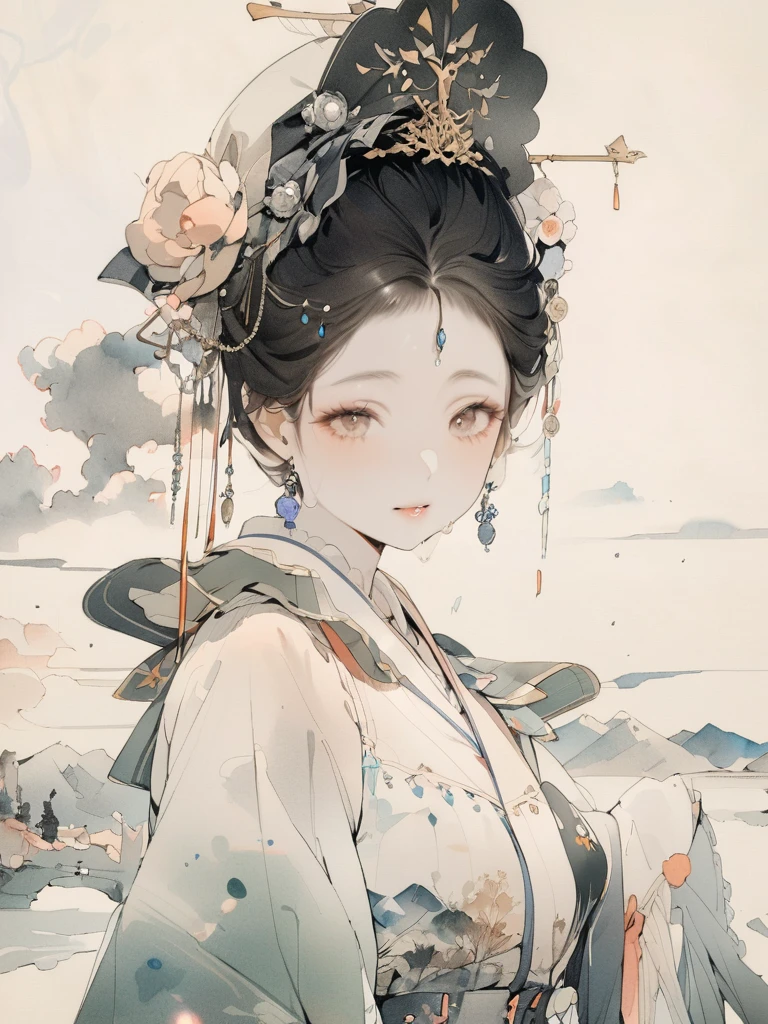 (8K, best quality, masterpiece),1girl, watercolor(medium), {Practical, original photo, Ultra-fine transparent, image, (Influenced by Yoshitaka Amano's style:1.6)}, Practical Light, Delicate skin, (Beautiful slim woman, 25 years old, Court Knight:1.5), Thin legs, Fine particles, Long white hair, Detailed fingers, Thin, sex, Ecstasy expression, 动感sex感的姿势, (巨大有弹sex的坚挺胸部:1.4), (sex感指挥官的盔甲, Long skirt, Long red cape, boots:1.2),(The armor has a larger chest opening;1.6), Exposing breasts, (Arcadia, Flower Storm, Many flowers:1.8), Unobscured,Beautiful scenery, (Flowers, Wind and Moon:1.5), Vivid colors, High contrast, High Saturation
