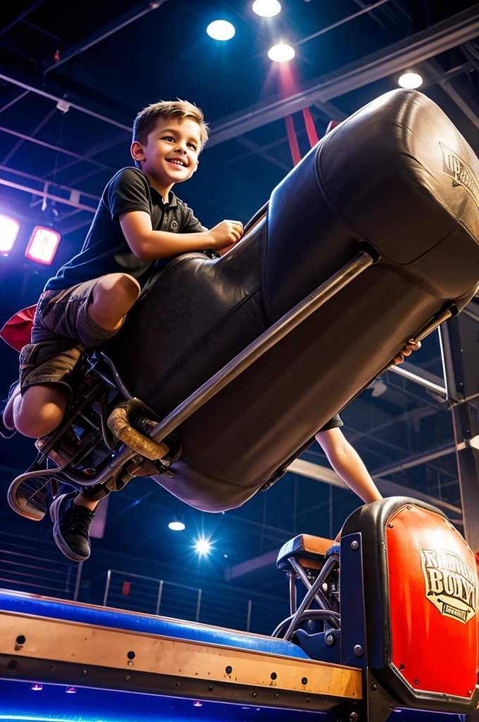 Boy on a mechanical bull
