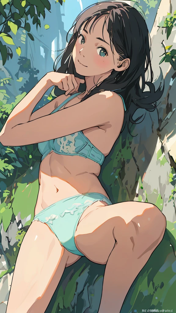 Affordable design, Clear lines, High Sharpness, (Highest quality,4K,Perfect sharpness,Ultra fine,High resolution,masterpiece:1.2), Perfect Anatomy:1.5, Official Art, Illustrations that tell a story, (Whitish background:0. 9）、Body Positivity、多Mr.な身体表現、（Random and fun poses）、Perfect beauty、Perfect beautiful face、(Strong winds)、A rich expression、Dynamic composition、smile、Golden ratio composition、colorful、（((Mr.々Different angles and perspectives))）、Anime Art、（Overcoming stereotypes）、 Glowing Skin、（Natural beauty）、bangs、Straight Hair、（Soft and flowing hair）、（countryside）、（Nostalgic atmosphere）、(Insert up to the thighs)、（Playful and carefree）、（多Mr.なキャラクター）、（Graceful posture）、（Sunny atmosphere）、（Bright colors）、((Pure white lingerie))、Show off your thighs、Show off the backs of your thighicro Bikini))、Sweaty skin、(( String panties))、Spread your legs、Lie down、