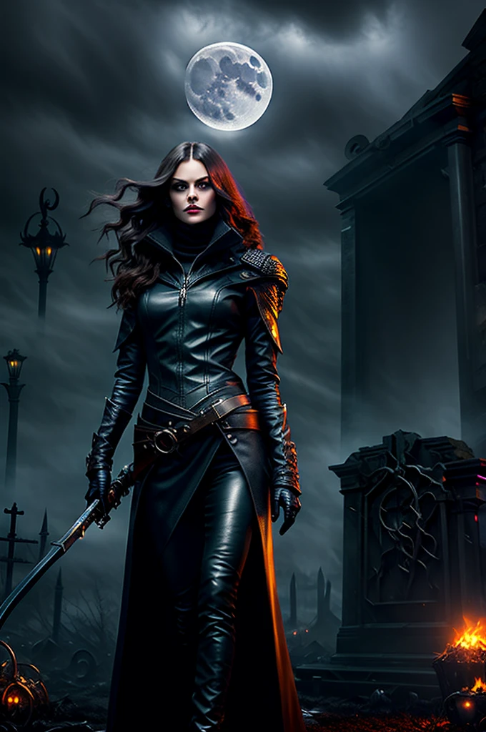 1 girl, adult british woman,  blue eyes, brown blowout hair,
portrait, solo, half shot, looking at viewer, detailed background, detailed face, (V0id3nergy, void theme:1.1)  ethereal  emissary of death,   dynamic pose, reaper,  scythe, rot, floating particles,  cold, underworld, graveyard in background, rats in background, fog, dark clouds, moonlit night,  sinister dark atmosphere,
