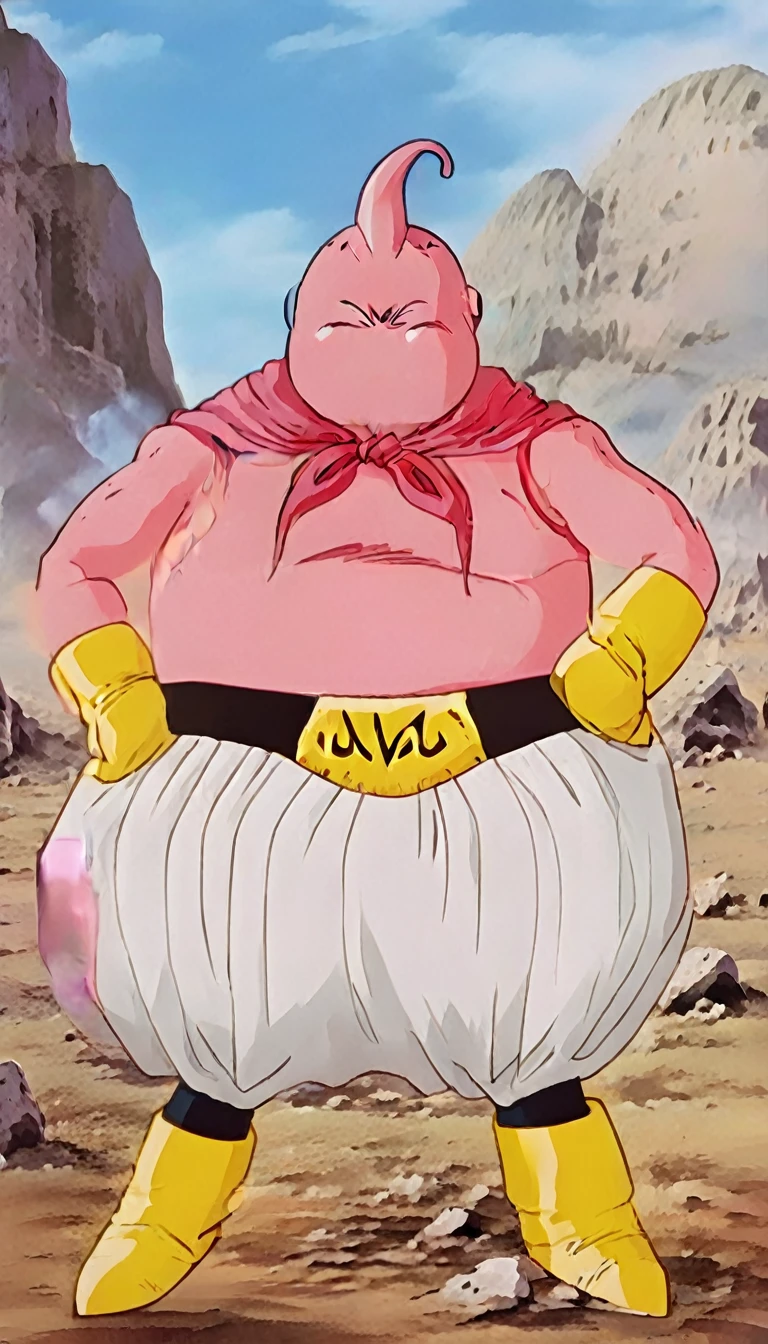 solo, majin buu,short, (musclar:2.5),(angry:2),fighting,in wasteland,destroyed rock,(soft shading), 4k, hi res, ((detailed face, (detailed eyes:1.0), detailed)), (full body), looking at viewer, 1boy, upper body, male focus,white_pants,nude,(topless:1.5),( shirtless:2.5),torn clothes,bare pectorals, fighting stance,
