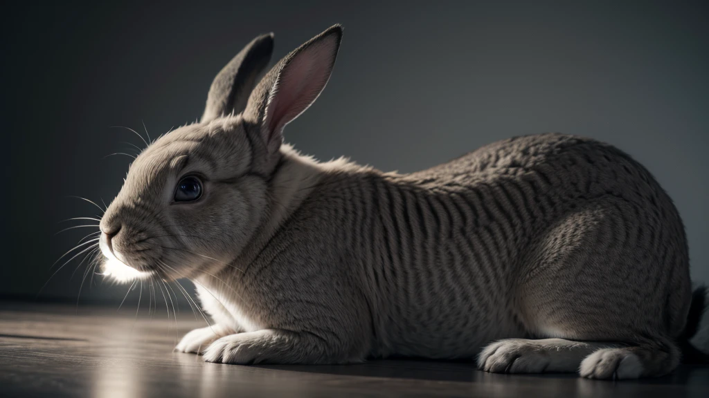 big rabbit gray, cinematic lighting, 1080P, 1080P, HD, 4K, 16k, 1080P, 1080P