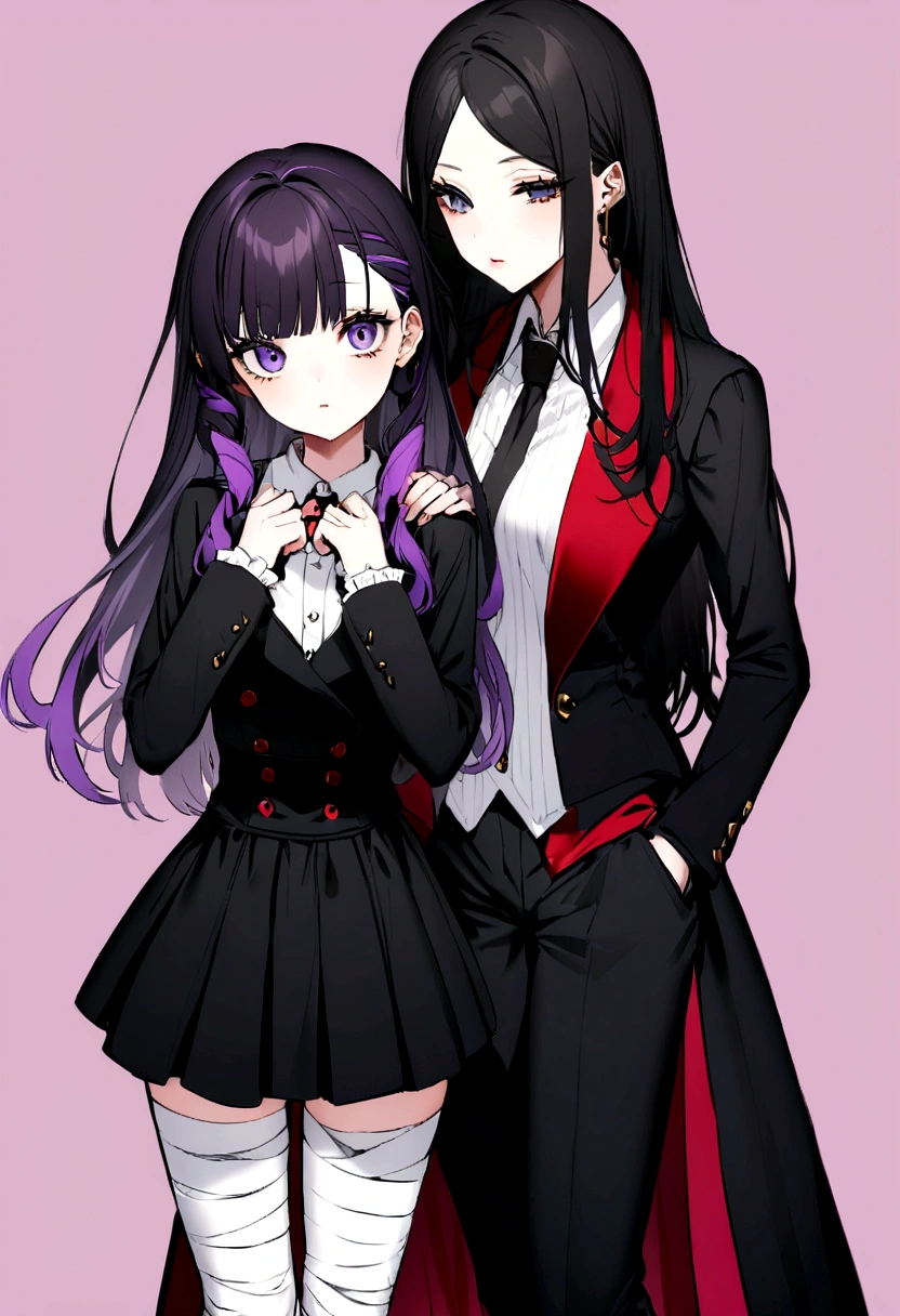 Create a girl with big eyelashes, one eye purple and the other red, black hair and purple tips and bandages and she will be Chifuyu's girlfriend