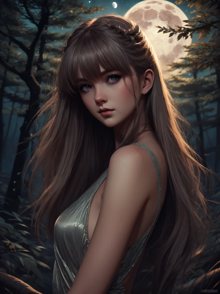by Wlop, Un énorme loup gris sauvage protégeant une belle fille aux cheveux blonds, forêt enneigée la nuit avec la pleine lune(head of'artwork: 1.5) (photorealistic: 1.1) (bokeh) (best quality) (Detailed skin texture pores hair: 1.1) (complexe) (8K) (hdr) (Background'screen) (Cinematic lighting) (sharpness )
INFO