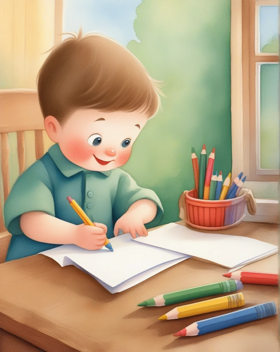 children's picture books,crayon paintings, Old Fashioned Letter