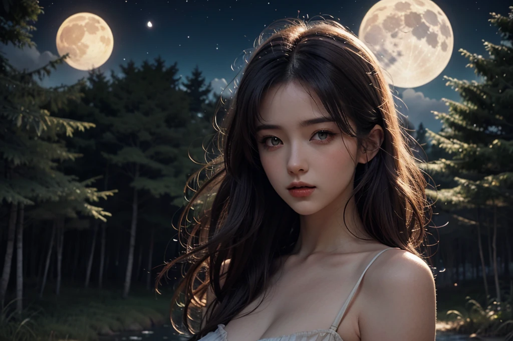 by Wlop, Un énorme loup gris sauvage protégeant une belle fille aux cheveux blonds, forêt enneigée la nuit avec la pleine lune(head of&#39;artwork: 1.5) (photorealistic: 1.1) (bokeh) (best quality) (Detailed skin texture pores hair: 1.1) (complexe) (8K) (hdr) (Background&#39;screen) (Cinematic lighting) (sharpness )
INFO