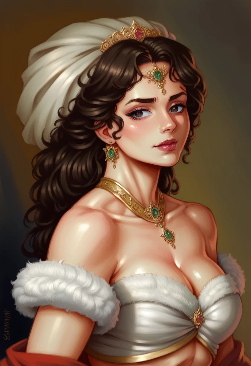 Best quality, highly detailed, masterpiece, Indian princess, Rajkanya, royal clothes, Masterpiece, extremely gorgeous woman, matchless Beauty, portrait, Peter Paul Rubens style, Woman, off shoulder bandeau crop blouse, beautifully styled hair, fluffy hair, middle ages, classicism, andrey atroshenko style, painting, long hair, styled hair, traditional media, realistic, figurative, fine art, detailed Art, oil on canvas, HDR, 8K, original character, high resolution, high detail, focus on the face, intricate, flawless, fluffy hair, Peter Paul Rubens style, By Peter Paul Rubens, sharp picture, no crown