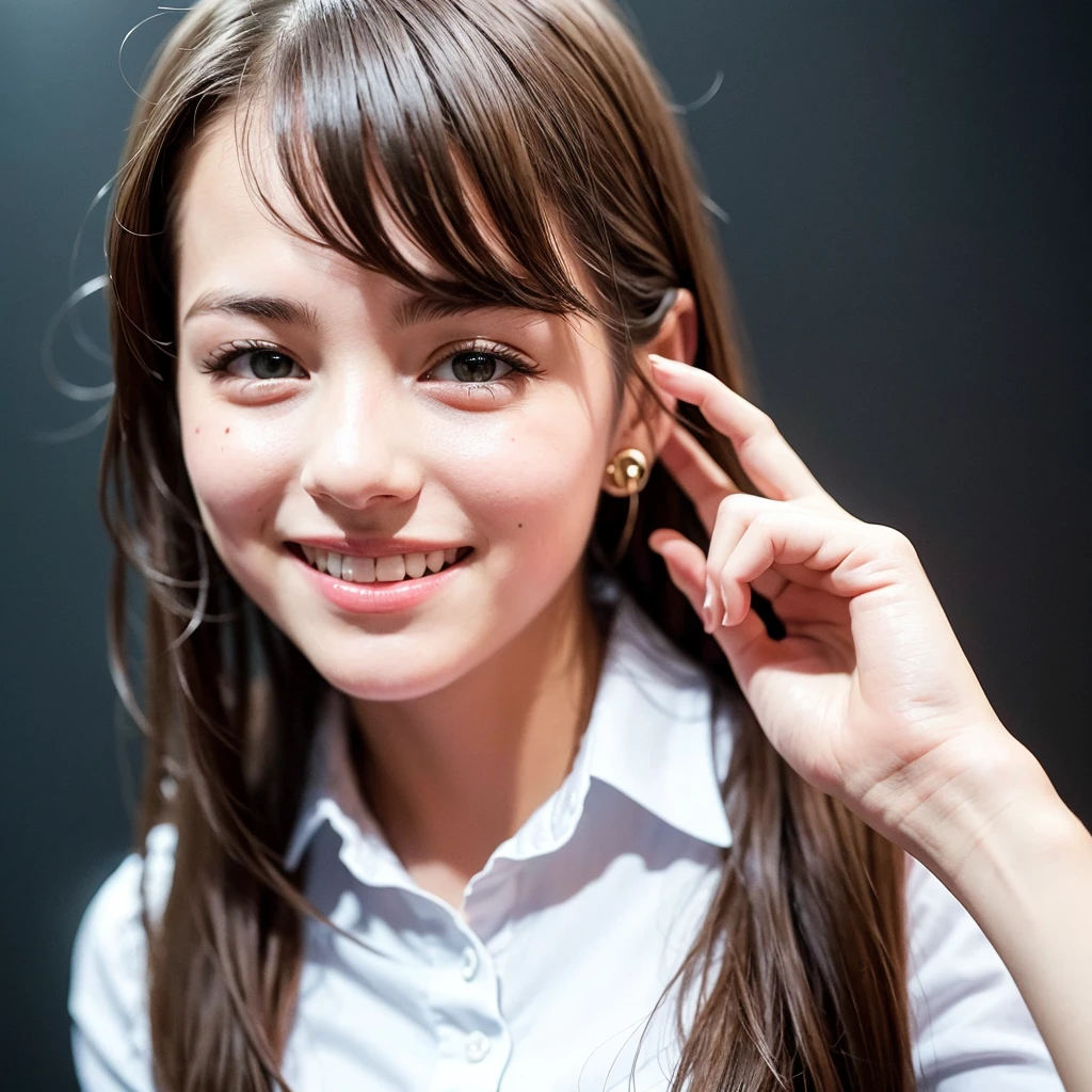 Cute  girl in uniform, (masterpiece, Highest quality:1.2), Ultra-high resolution, (Realistic:1.4), Detailed skin, Cinema Lighting, Friendly, intellectual, Engaging conversations, Happy, kind, Lively, Hilarious, creative, With sparkling eyes and a contagious smile 