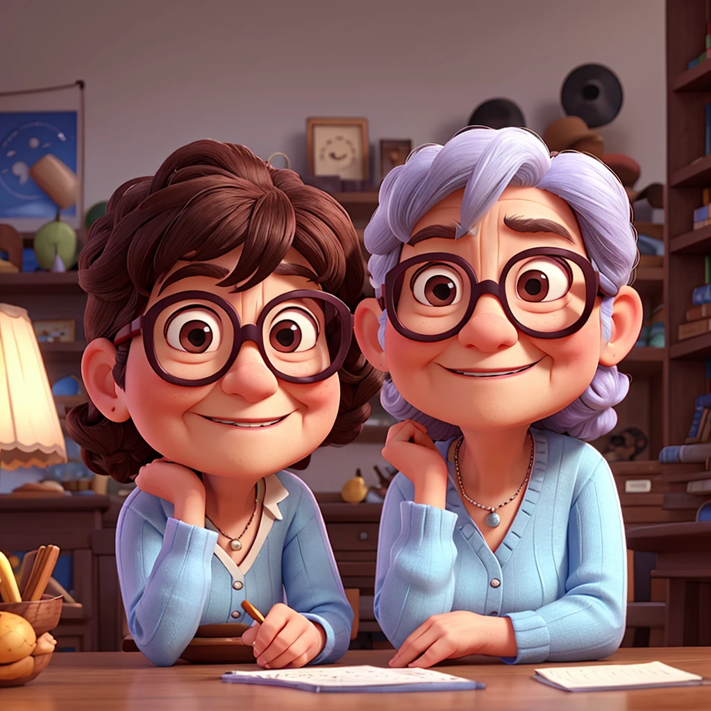Grandma with glasses、Pixar Style