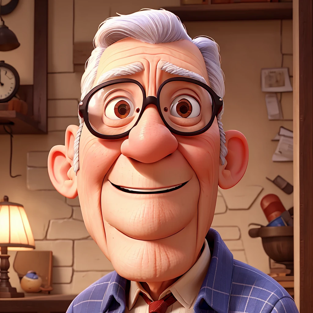 Grandpa wearing glasses、Pixar Style
