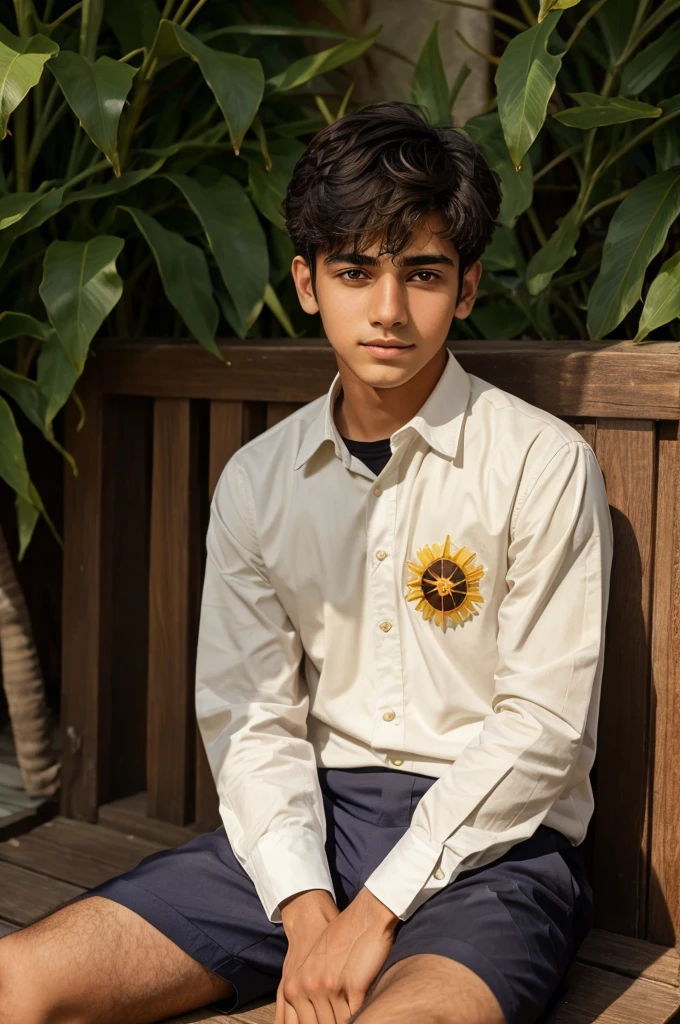 A 20 years boy who sitting in front of sun and his name is jasim