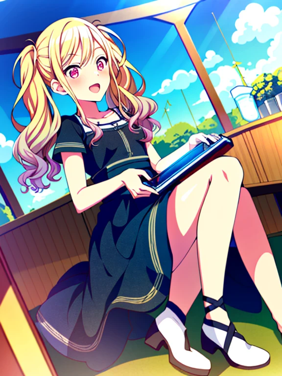 ((masterpiece,Highest quality)),
girl, alone, Tenmazaki, Play games, Full Body Shot,