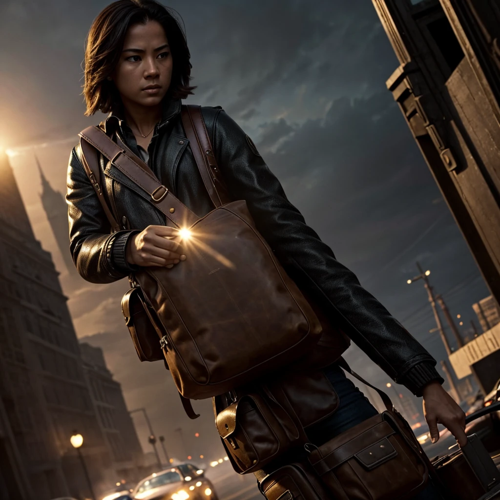 bags of cash, cinematic action, masterpiece, super detail, textured skin, atmospheric perspective,