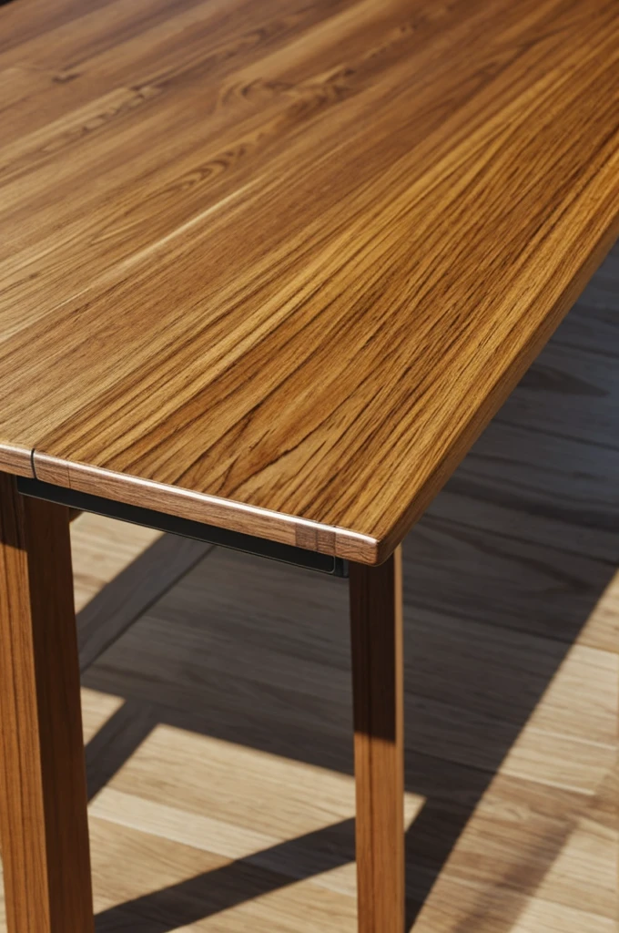 Wooden table for assembly seen from close up