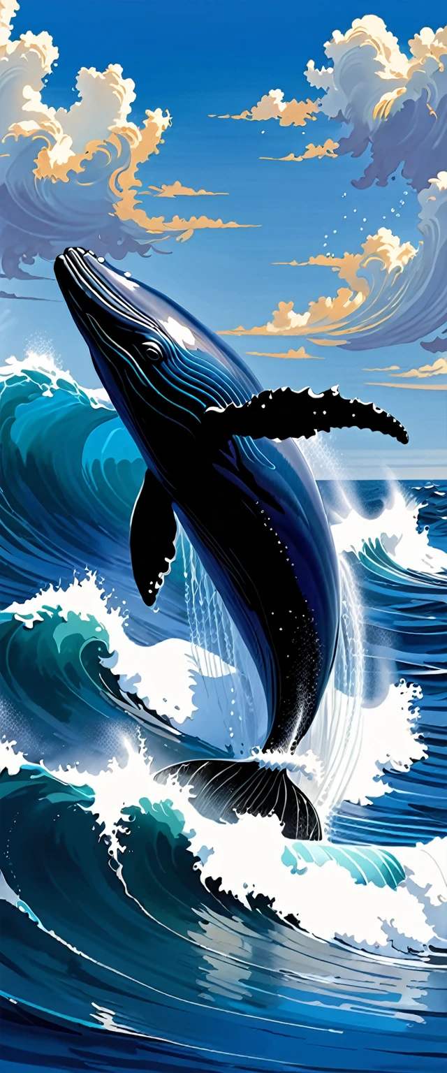 Gentle breezes gather together and become the blue of the sky. Raging waves pile up and become the blue of the sea. If it is filled with our prayers, the blue of hope that all our parents have longed for will be revived. A giant whale jumping