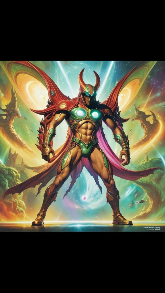 Full body space cosmic Monster alien in cosmic war,futuristic,art by alex ross and frederic soulacroix