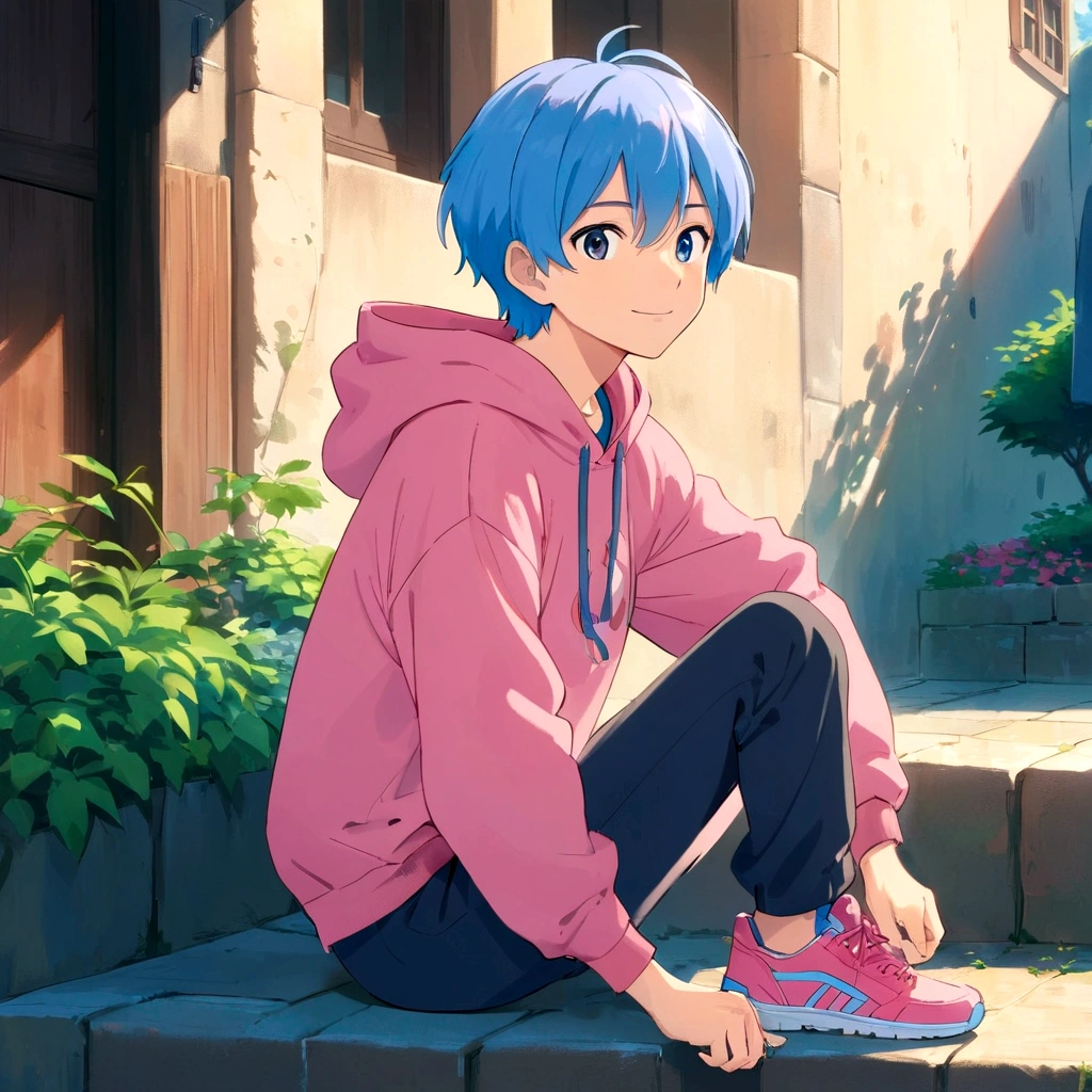 male:1.4、anime characters、((Very Shorthair、２Colored hair色、shirtless、smile、whole body、sitting、(highest quality,4K,8K,High resolution,masterpiece:1.2)、cool young man、male、background is white