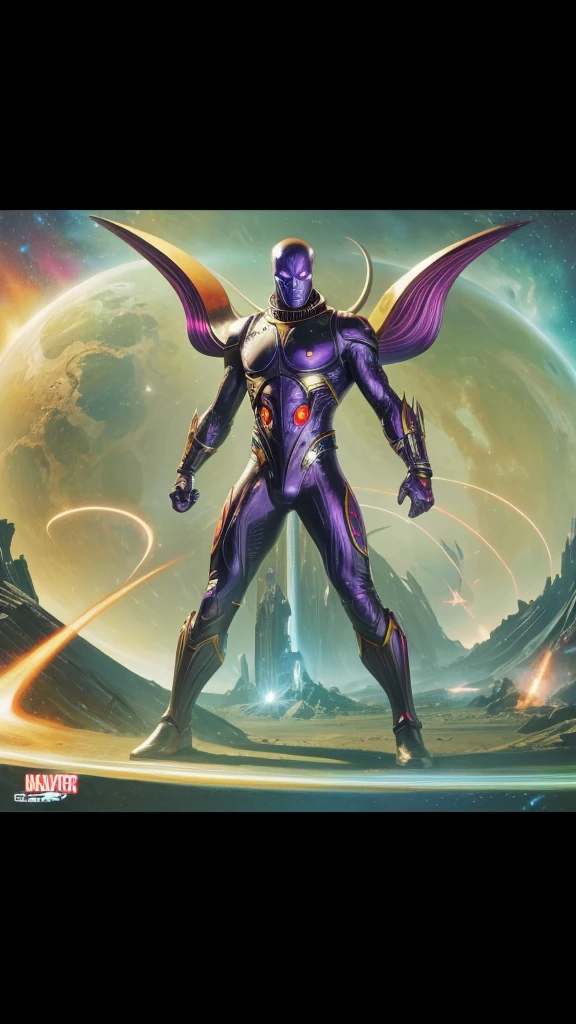 Full body space cosmic Monster alien in cosmic war,futuristic,art by alex ross  and frederic soulacroix 