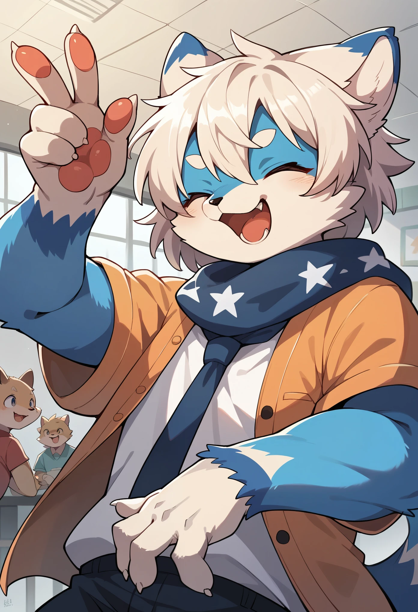 super high resolution, detailed background, museum, boy, girl, Happy, joyful, absurdres(Photos of solo travelers)(kemono, furry anthro),