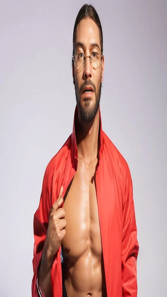 "Transform the image of a young man with dark skin, short hair and glasses in a version that looks like John Wick. He must be wearing an elegant navy blue slim fit suit, with a white shirt underneath and a black tie. Add black dress shoes to complement the look. Style your hair to look more social , similar to John Wick style. Add a short, well-groomed beard. Remove the glasses to create a look closer to John Wick. Posture should be confident and upright, with a serious and focused facial expression."