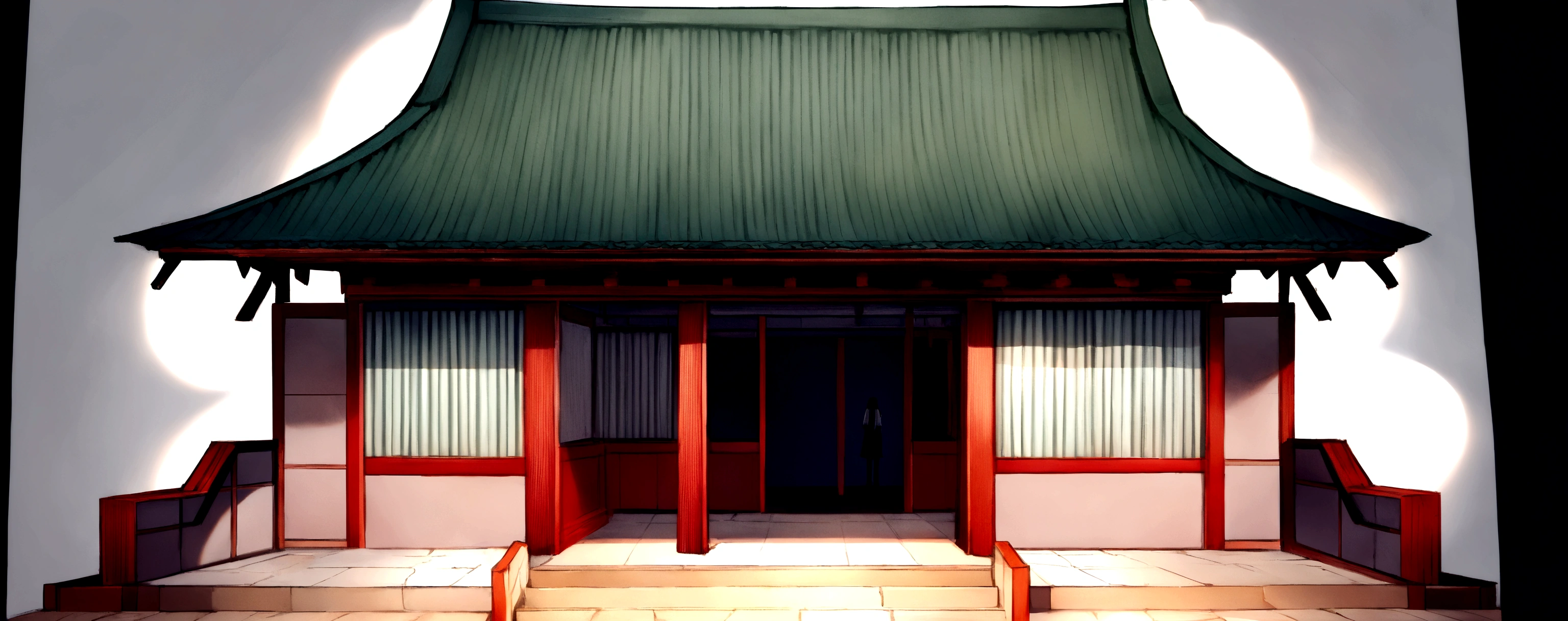 (It's about the end of one day.。One of the servants、I was waiting for the rain to stop under Rashomon。)Generate an image from the text in brackets
