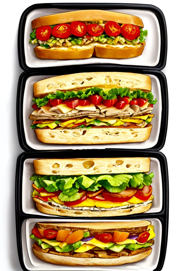 Healthy omelette sandwich,Omelet with whole wheat bread sandwich，Add lettuce、Tomatoes and avocados，next、Sprinkle with a small amount of low-fat cheese,White background，theme