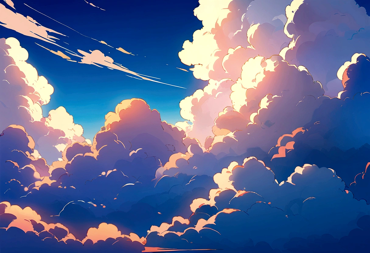 A very close up photo of a beautiful blue sky with floating clouds,Beautiful clouds illuminated by the morning sun
