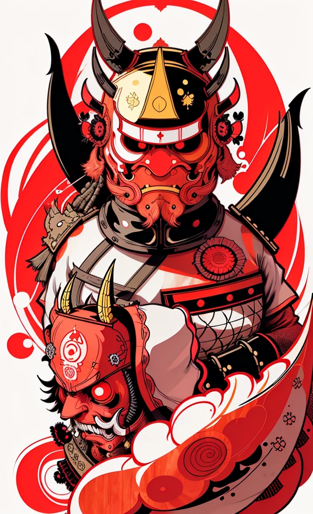 Samurai Hoshi kabuto and mask (menpō) with gorget in the style of 0MiB