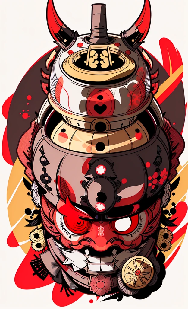 Samurai Hoshi kabuto and mask (menpō) with gorget in the style of 0MiB
