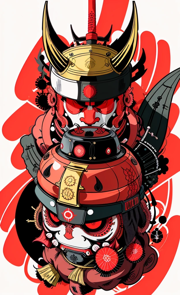 Samurai Hoshi kabuto and mask (menpō) with gorget in the style of 0MiB