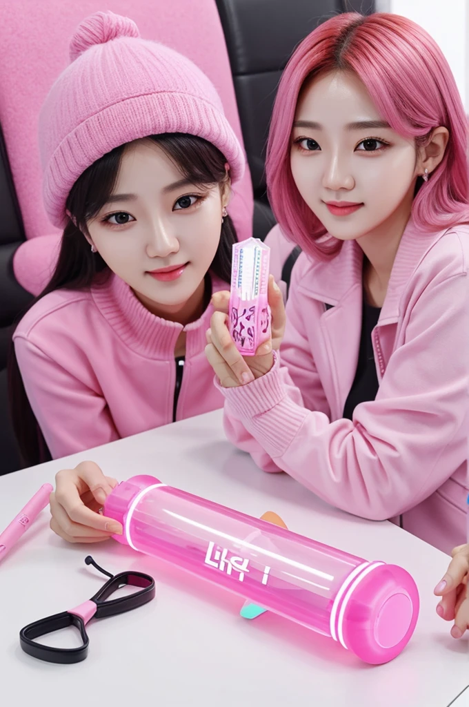 realistic kpop lightstick that its shape is a bill that its color is pink under the name of the lightstick "life or money"