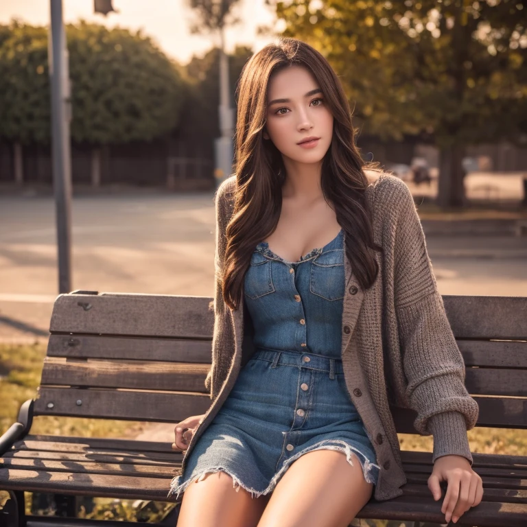 An ugly man sitting on a bench in a parking lot, 1 ugly man surrounded by several beautiful young girls, detailed facial features, casual dress, going out clothes, outdoor environment, cozy lighting, Photorealistic, highly detailed, 8k, best quality, Masterpiece, dramatic lighting, cinematic composition