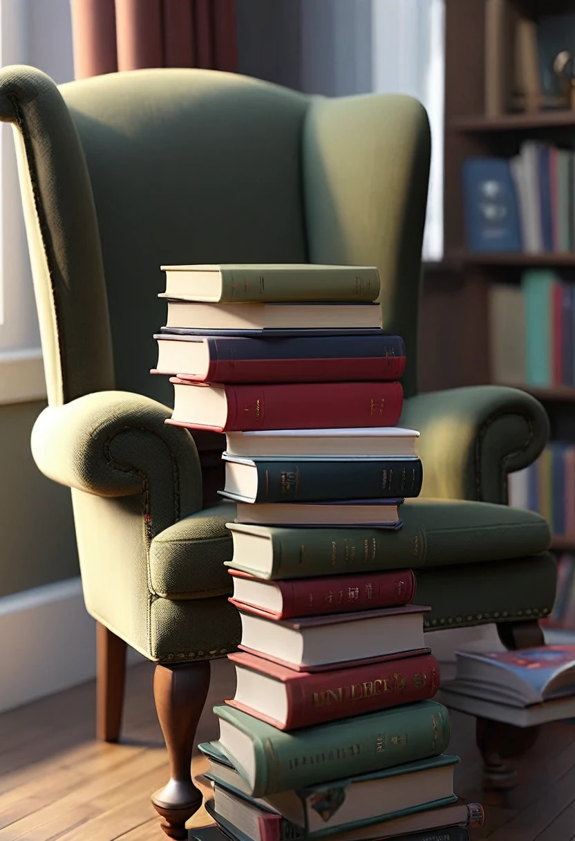 image of books on a chair