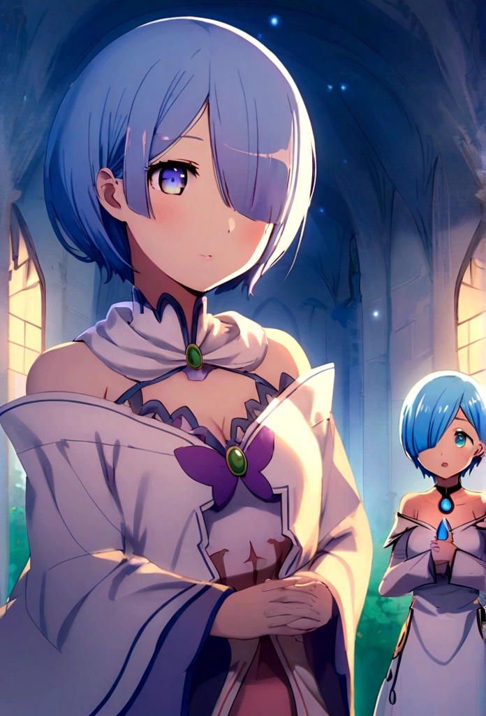Starting Life in Another World from Zero,Rem,Short Hair,Blue Hair,Blue pupil