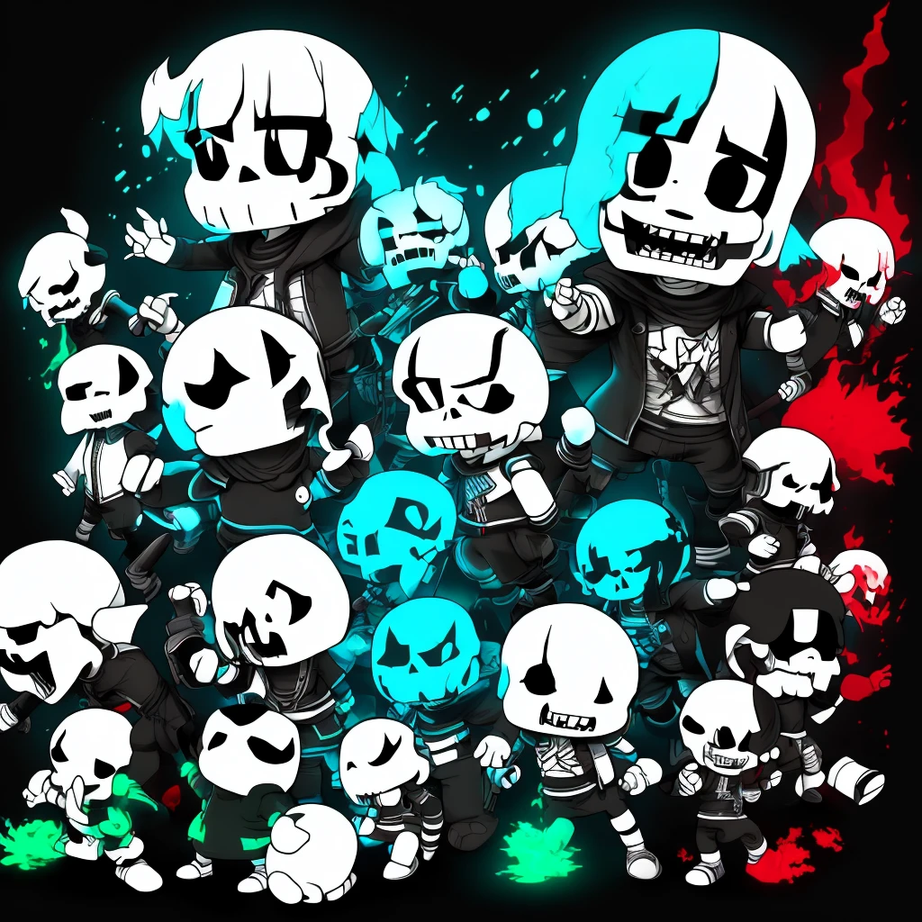 Fatal Error Sans, Undertale, (влияние Undertale), red, blue, Green, black, white.