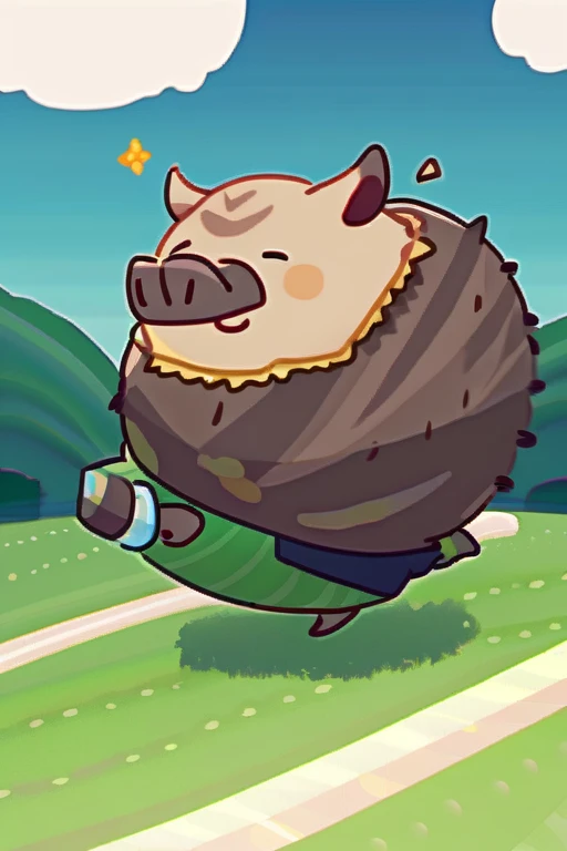 ((Лучшее качество)), ((шедевр)), (подробный), The boar is carrying watermelons