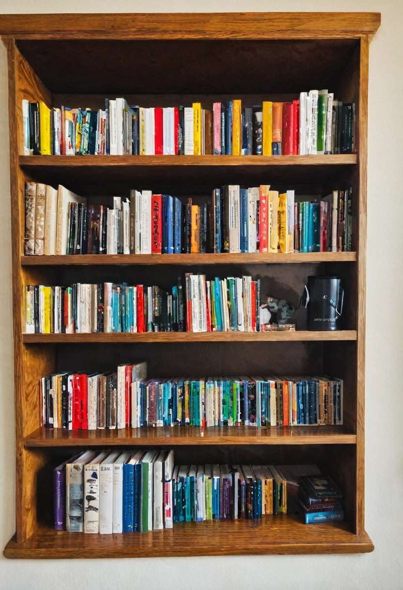 bedroom shelf with books