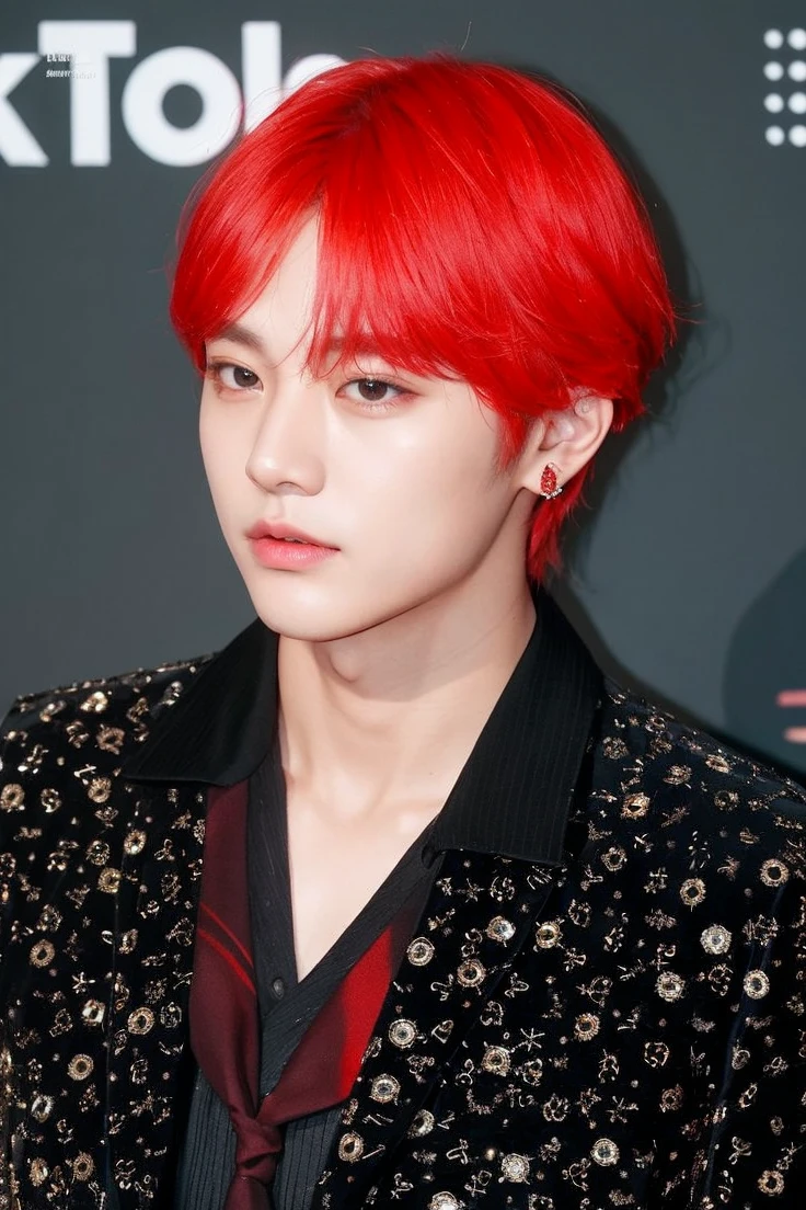 Kim Taehyung ruivo, shining skin.