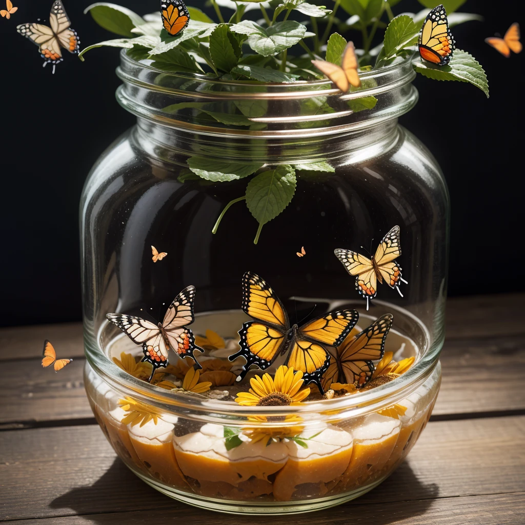 Butterflies coming out of jar
