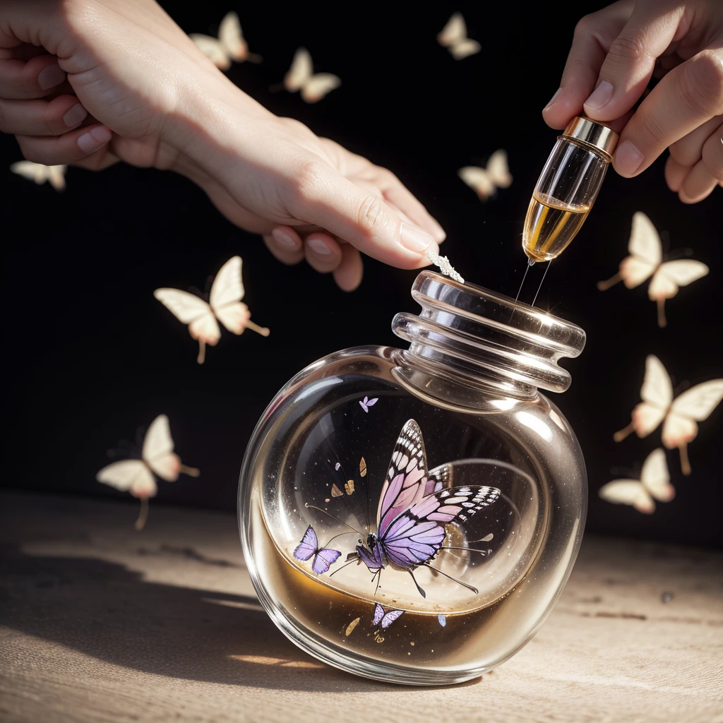 Butterflies coming out of perfume bottle