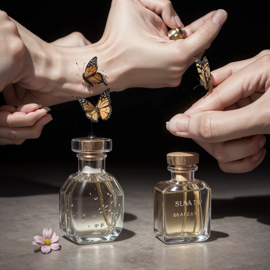 Butterflies coming out of perfume bottle