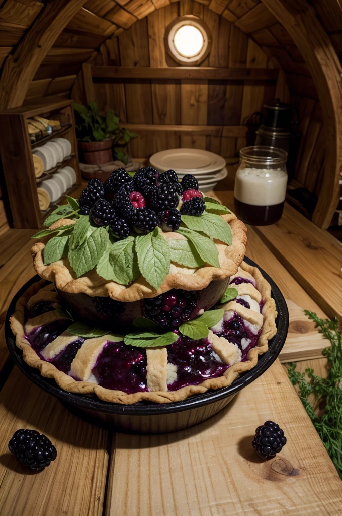 Make a blackberry pie in a hobbit house