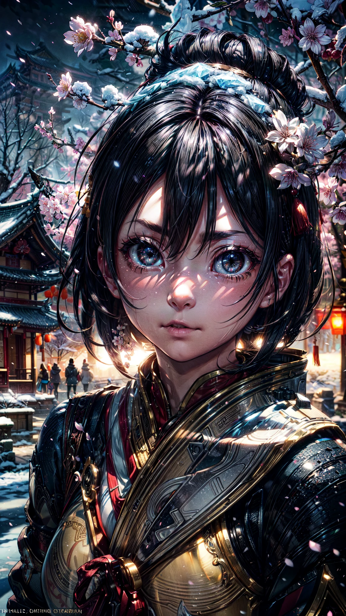 An ultra detailed, realistic, digital art, featuring Cherry Blossom Season: Capture the ethereal beauty of Luoyang ( ice and snow) season, showcasing blooming trees in iconic locations like Luoyang Park.. happy accidents, exquisite detail, 30 megapixels, 4k, CanonEOS 5D Mark IV DSLR, 85mm lens, sharp focus, intricate detail, long exposure, f/2, ISO 100, shutter speed 1/125, diffuse backlighting, award-winning photograph, facing camera, looking into camera, monovision, perfect contrast, high sharpness, face symmetry, depth of field, ultra-detailed photography, raytracing, global illumination, smooth, ultra high definition, 8k, unreal engine 5, ultra sharp focus, award-winning photography