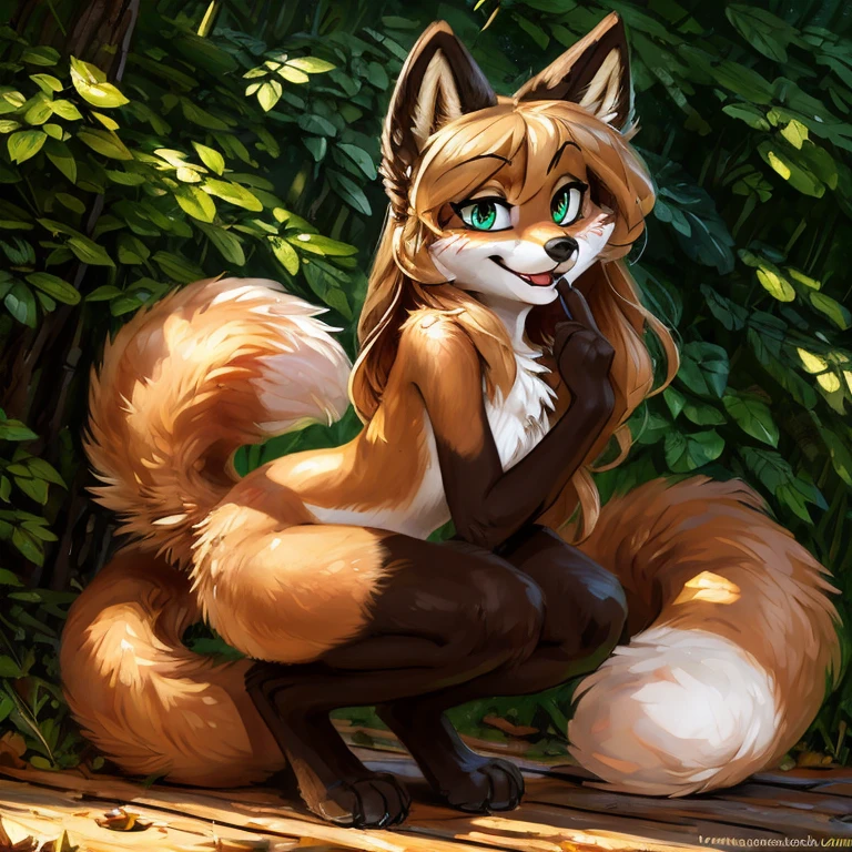 uploaded to E621, (by Kenket), by Ross Tran, by Michael & Inessa Garmash, by Pino Daeni, by Kiguri, by Alena Aenami, by Ruan Jia, A solo vixen squatting looking in the air ((female) (anthro) ([foxl])), beautiful and detailed portrait of an anthropomorphic vixen ((female)), anthro fox girl, body fur, curvy, sexy, nice, cute, hot, sassy, sassy hips, (Averi, Fox girl), hi res, photorealism, soft shading, (detailed fur: 1.1), happy looking, (legs), (solo: 1.1), ), tail raised, ((beautiful) eyes: 1.1), (detailed eyes: 1.1), (detailed), (masterpiece: 1.2), (athletic), good anatomy, detailed face