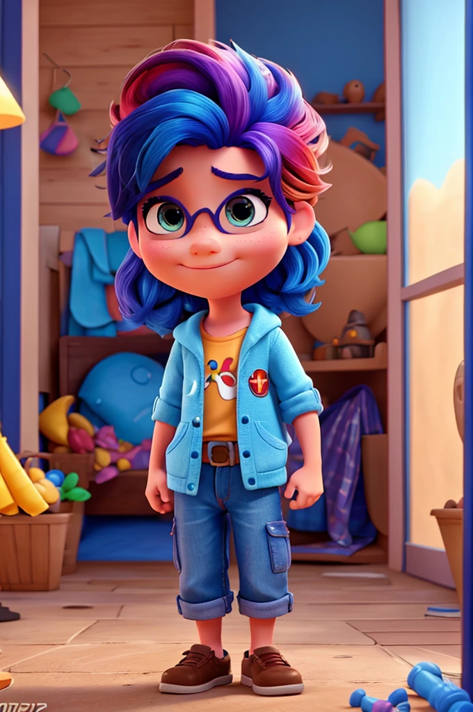 1 3D Disney Pixar style character with colorful hair