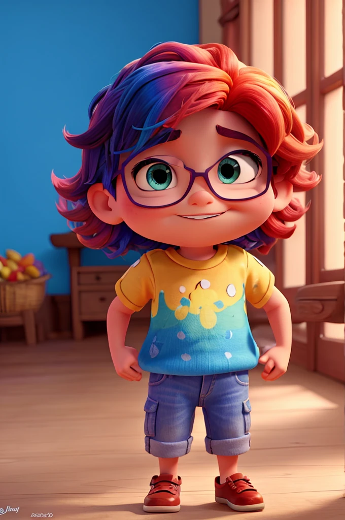 1 3D Disney Pixar style character with colorful hair